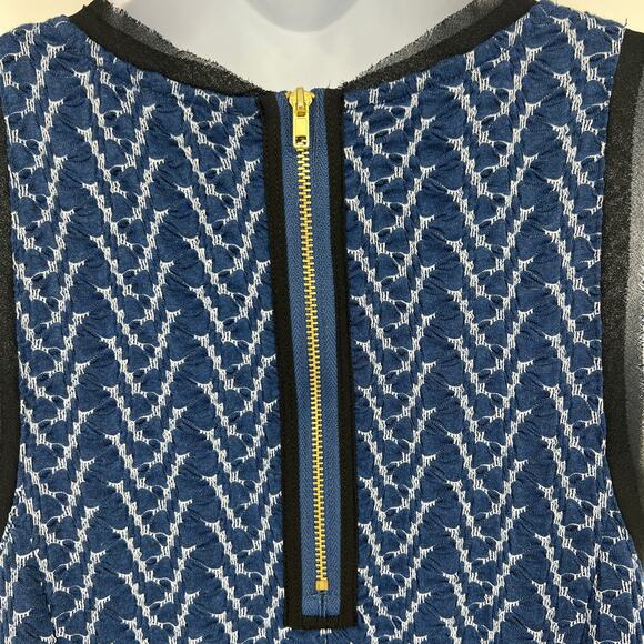 Anthropologie Postmark Sleeveless Tank Back Zip Sheer Raw Edge Detail Trim Sz M - Picture 5 of 11